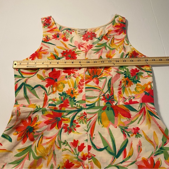 J Crew Floral Tropical Linen Blend V Neck Peplum Blouse - Picture 10 of 11